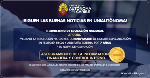 Nueva renovaci&oacute;n de Registro Calificado a la Especializaci&oacute;n en Aseguramiento de la Informaci&oacute;n Financiera y Control Interno, rectifica el avance acad&eacute;mico de Uniaut&oacute;noma